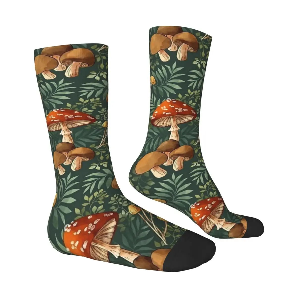 Women Men Socks Woodland Mushroom Spray Stockings Winter Retro Quality Socks Pattern Running Sports Non Slip Socks