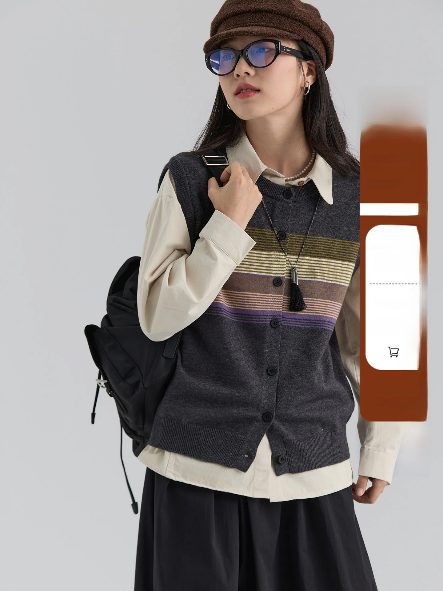 

Женский вязаный жилет-кардиган Dwind в полоску с цветовыми блоками в корейском стиле, для ношения под одеждой, осень-зима, новинка, модный