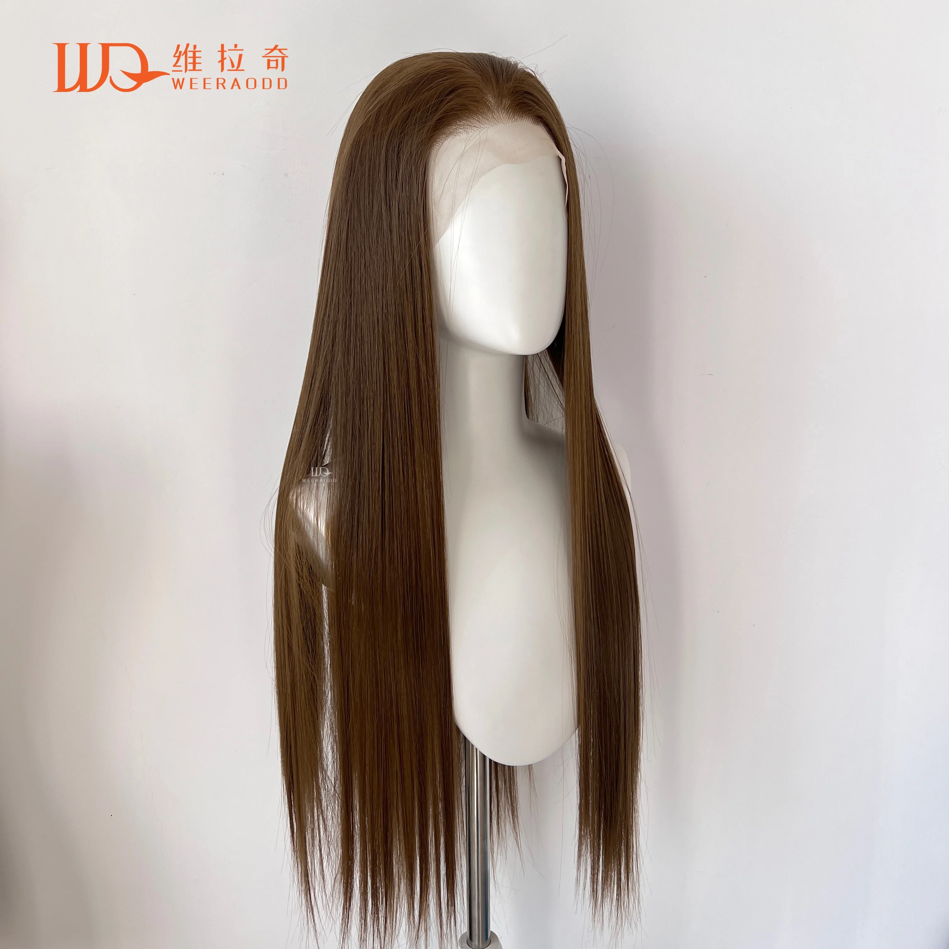 

Медно-коричневый парик 13x6, кружевной передний парик, 26 дюймов, прямые бесклеевые термостойкие синтетические волосы, завязанные вручную вдовы, полный парик