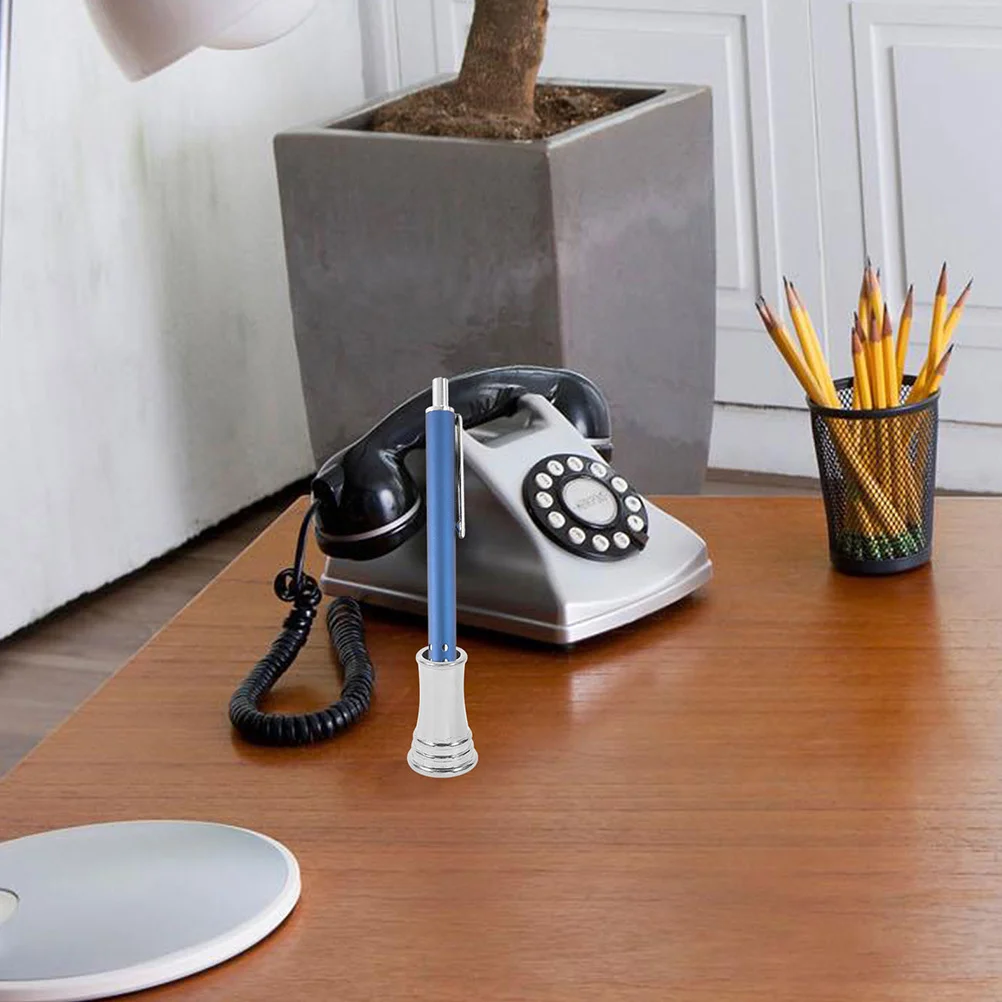 

4Pcs Desktop Pen Holder Round Metal Copper Single Pen Stand for Study Elegant Writing Tool Rest Stationery Base