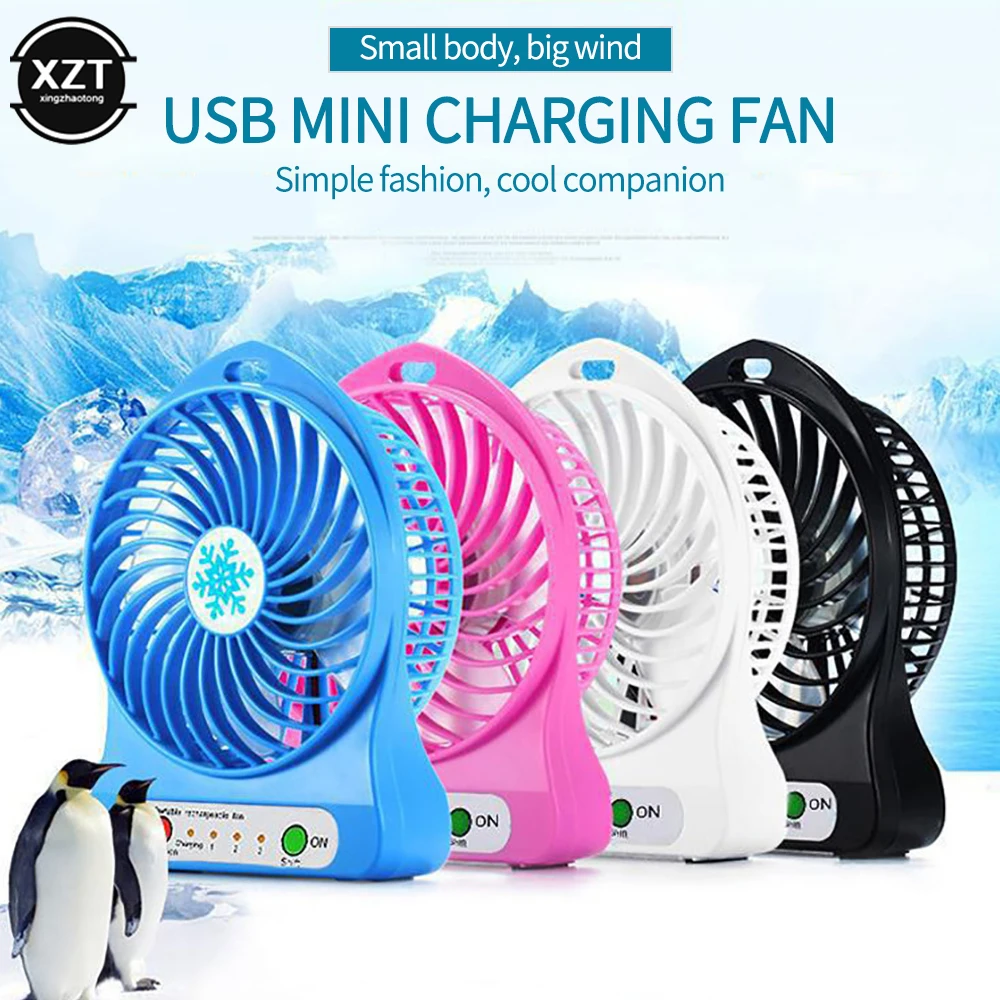 1pc Tragbare Wiederaufladbare Mini Fan LED Licht Luftkühler Mini Schreibtisch Fan USB Kühlung Wiederaufladbare USB Handheld Fans