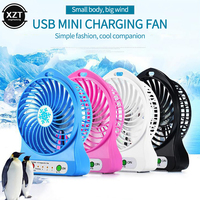 1pc Portable Rechargeable Mini Fan LED Light Air Cooler Mini Desk Fan USB Cooling Rechargeable USB Handheld Fans