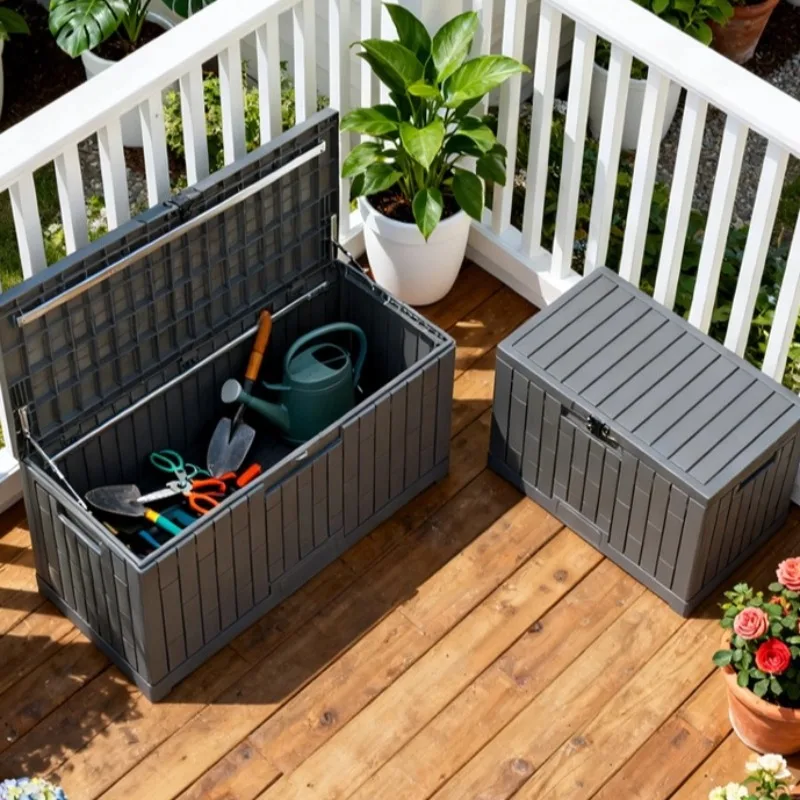 Waterproof Outdoor Patio/garden Storage Box with Lock  Large Capacity Deck Box Suitable for Storing Tools and Gardening Supplies