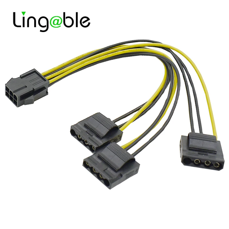 

Lingable 6P to Molex 4P Power Cable 6P Male to Three Large 4 Pin Graphics Card Power Supply Adapter Cables Converter