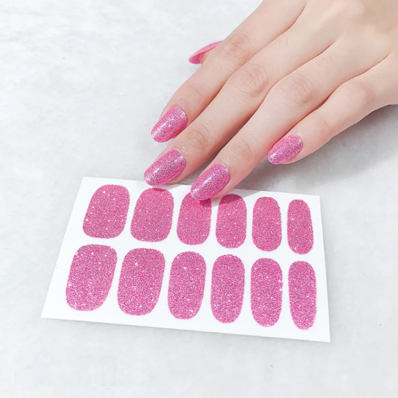 Women Salon Nail Wraps DIY Pure Color Glitter Nail Sticker Set Nail Art Decoration Manicure Polish Decal Nail Tips Accessories