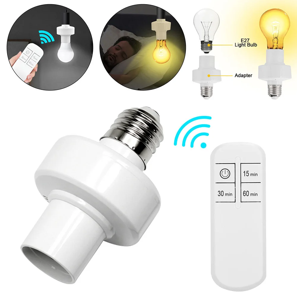 E27 Smart Wireless Remote Control Lamp Timer ON/Off Switch Socket Holder 110V/220V House Multi Light Switch Bedroom Smart Timer