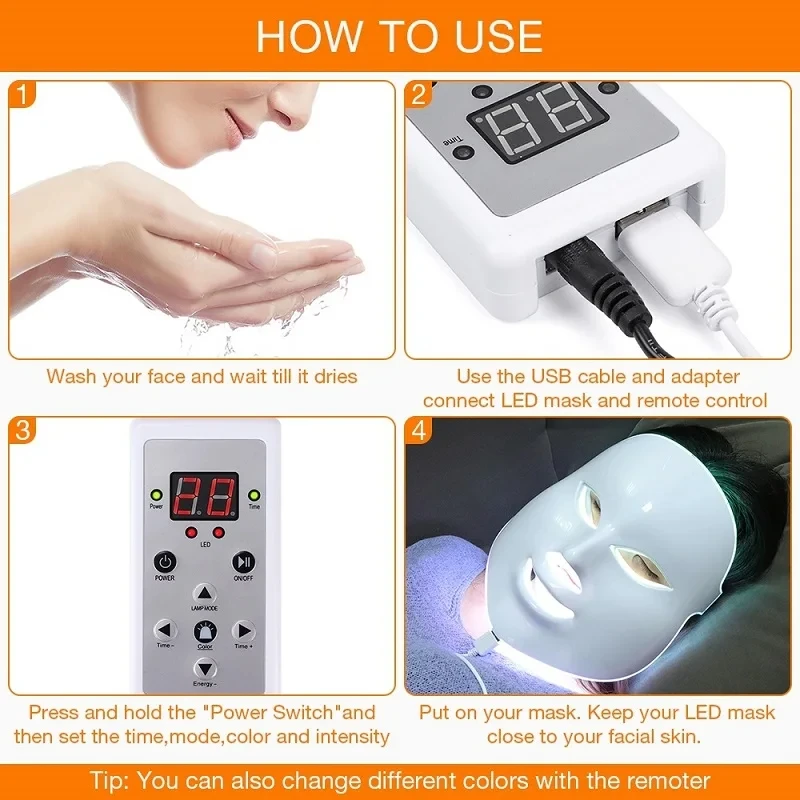 Remote Control of LED Mask Face Beauty Machine Accessory Remote Control For 7Colors Light Photon LED Facial Mask Accessories