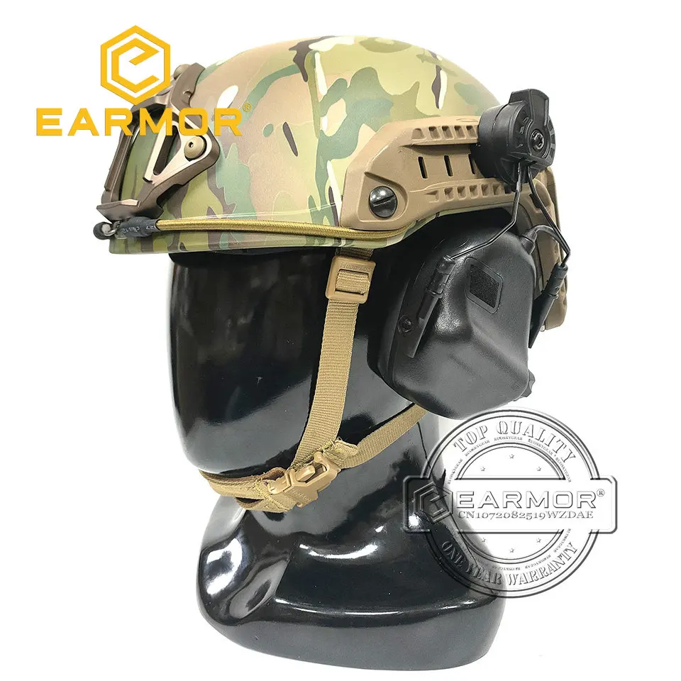 

Earmor M31H Black Tactical Noise Canceling Hearing Protection Headphone Softair Aviation Headset for FAST Helmets Adapter 2