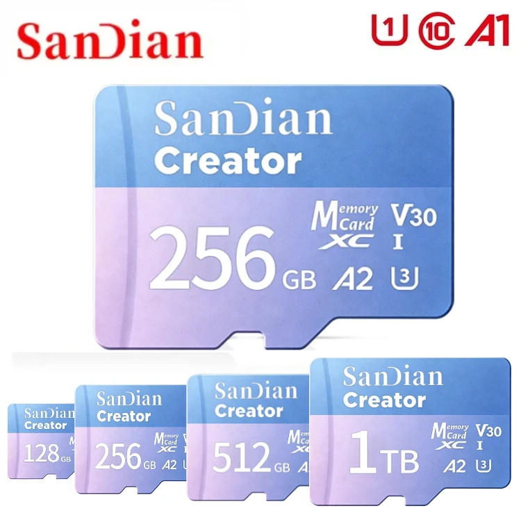 

2026 High Speed MicroTf SD CARD 128GB V30 A2 Memory Card 256GB 512GB 1TB Micro Tf SD Card Max 190Mb/s TF Card for 4K drone GOPR
