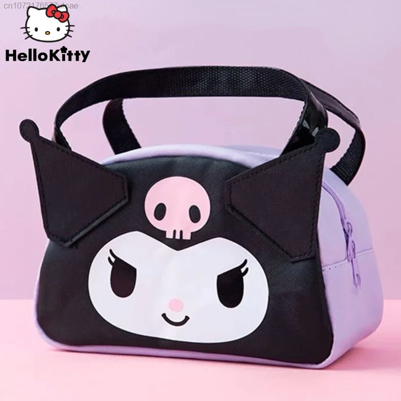 

Sanrio Kuromi Cartoon Cosmetic Bag For Makeup Kawaii Portable Women Lunch Bags Waterproof PU Leather Makeup Bag Y2k Shopper Bag