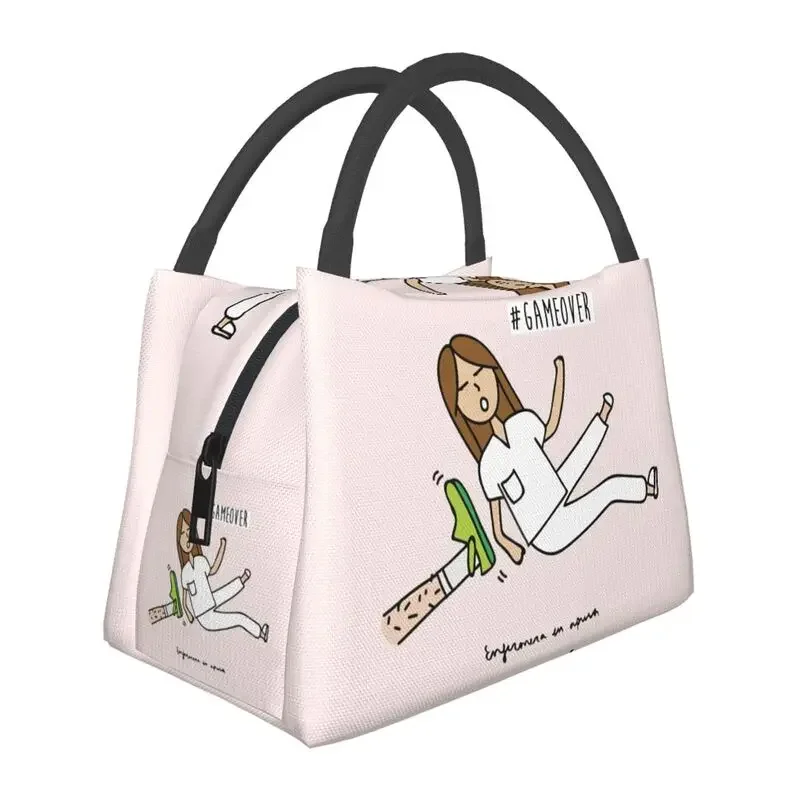 Enfermera En Apuros Nurse Medical Health Insulated Lunch Tote Bag for Women Portable Thermal Cooler Food  Box Hospital