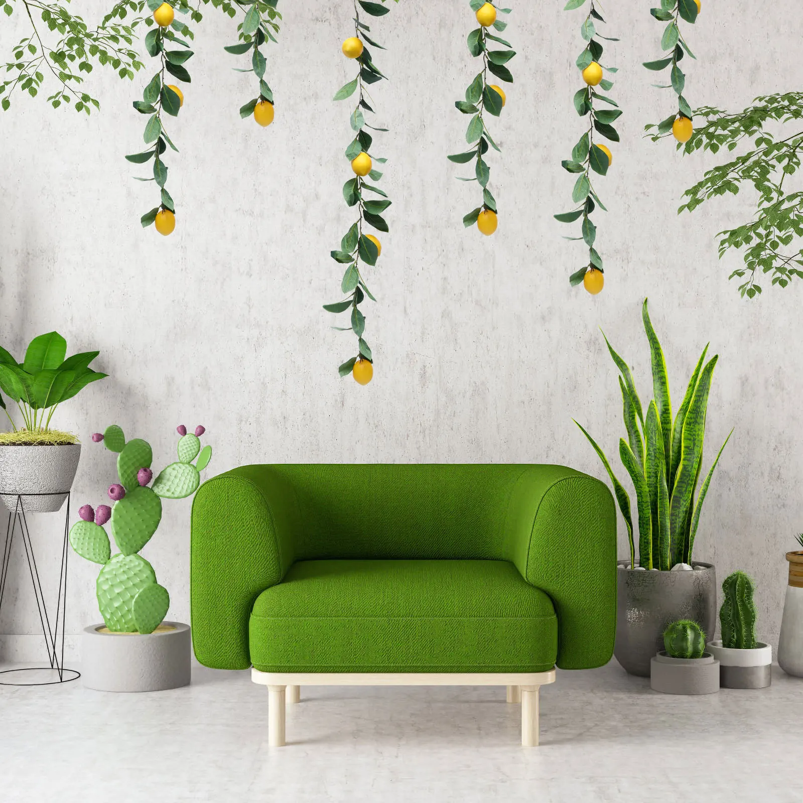 

1Pcs Simulation Lemon Hanging Rattan Decorative Vine Yellow Wall Ornament Artificial Fruit Decoration Home Garden Decor