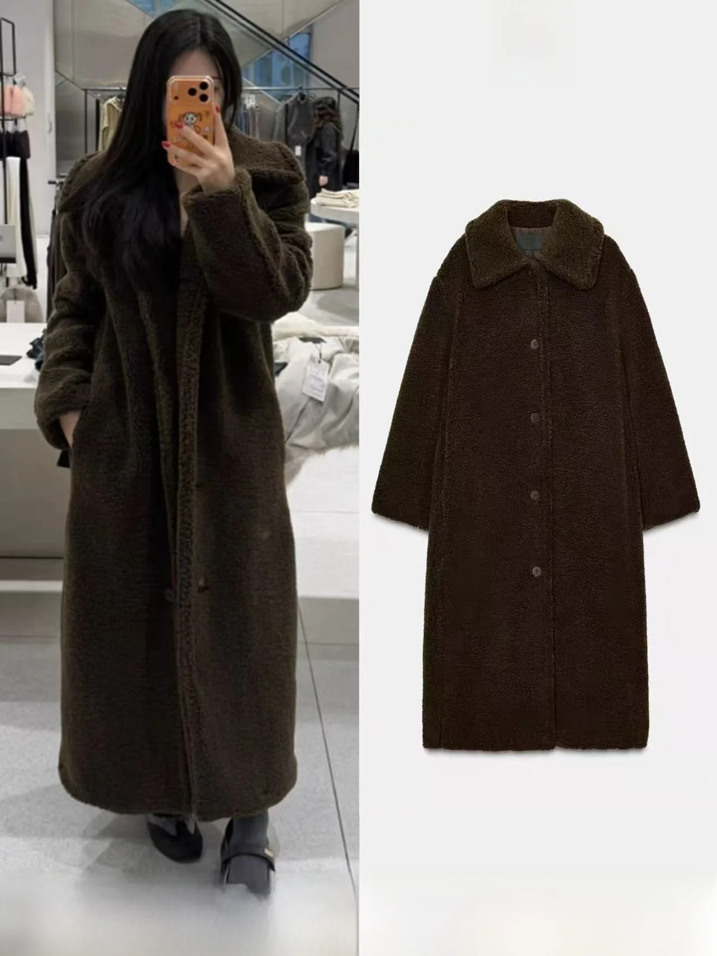 

Fashionable Long Sleeve Lamb Fur Jacket Autumn Winter New Style Women's Coat Casual Style Thickened Long Coat with Pockets