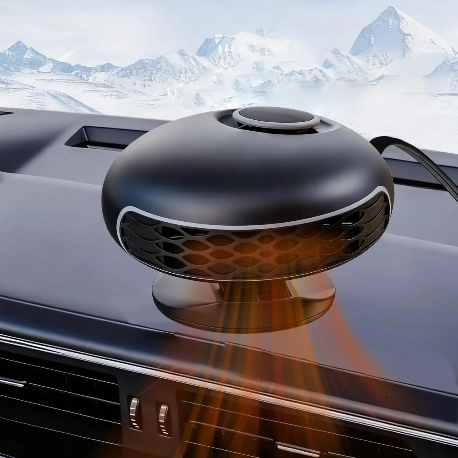 سخان سيارة 12 فولت 180 وات 2IN1 مع حامل شفط، مزيل الضباب السريع للزجاج الأمامي