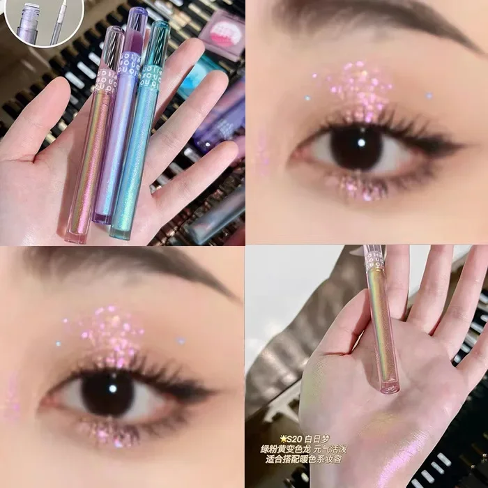 Glitter Highlighter Liquid Eye Shadow Multichrome Shimmer Eyeshadow Chameleon Eye Makeup High Gloss Pearl Shiny Eye Shadow