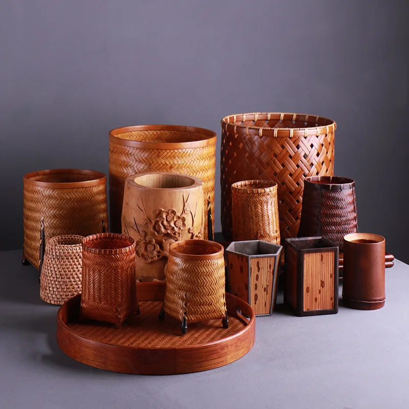 Handmade Bamboo Storage Tube, Tea Cylinder, Pen Holder, Bamboo Crafts for Tea Ceremony
