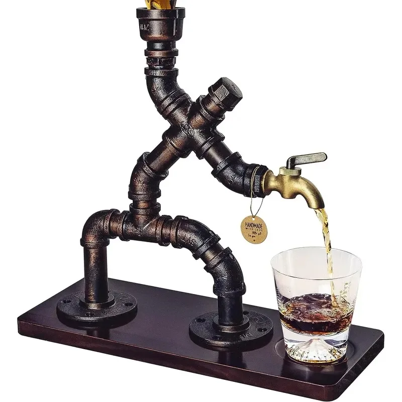Handmade Steampunk Liquor Dispenser Industrial Whiskey Holder Country Style Home Bar Art Decoration Accessories