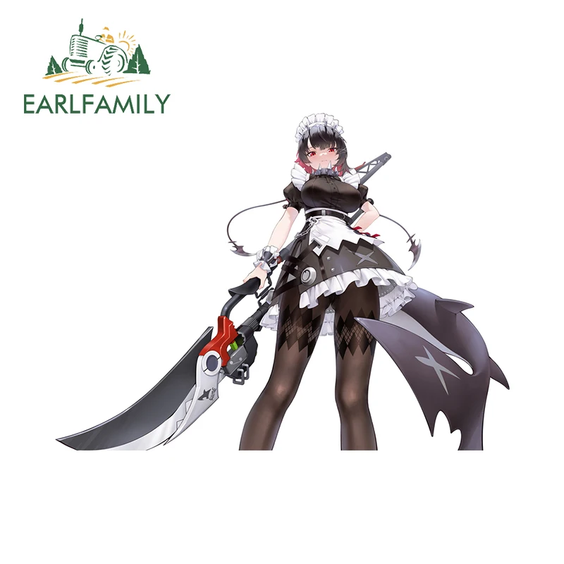 EARLFAMILY 13cm x 9.7cm Cool Ellen Joe Maid Car Stickers Sharp Long Knife Anime JDM Auto Decal Personality Window Car Lable