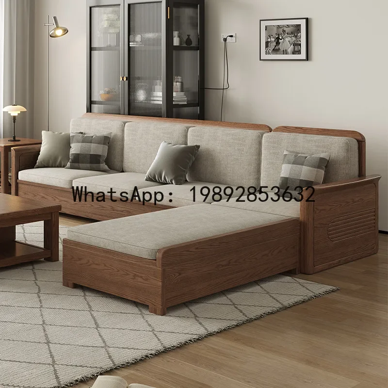 

X9 White Ash Solid Wood Sofa Nordic Style Modern Minimalist Living Room Storage Small Apartment Fabric Storage