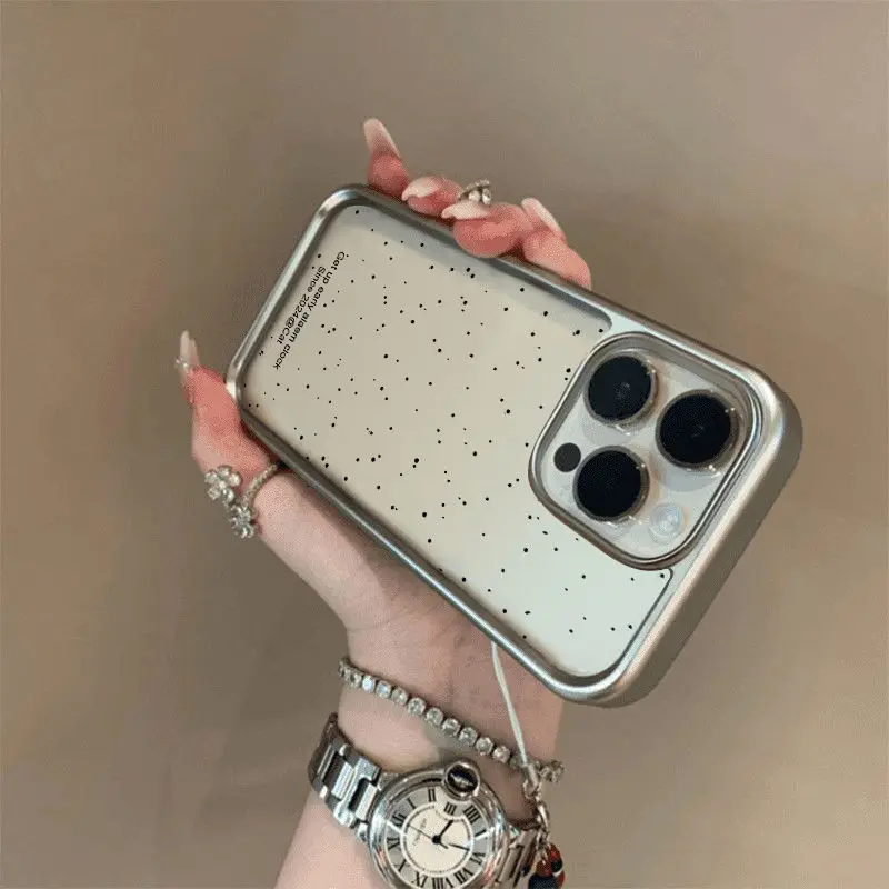 Luxury Popular Black Spots Phone Case For IPhone 16 15 14 13 12 11 Pro Max Xr Xs 7 8 Plus Se2020 Electroplated Anti Drop shell