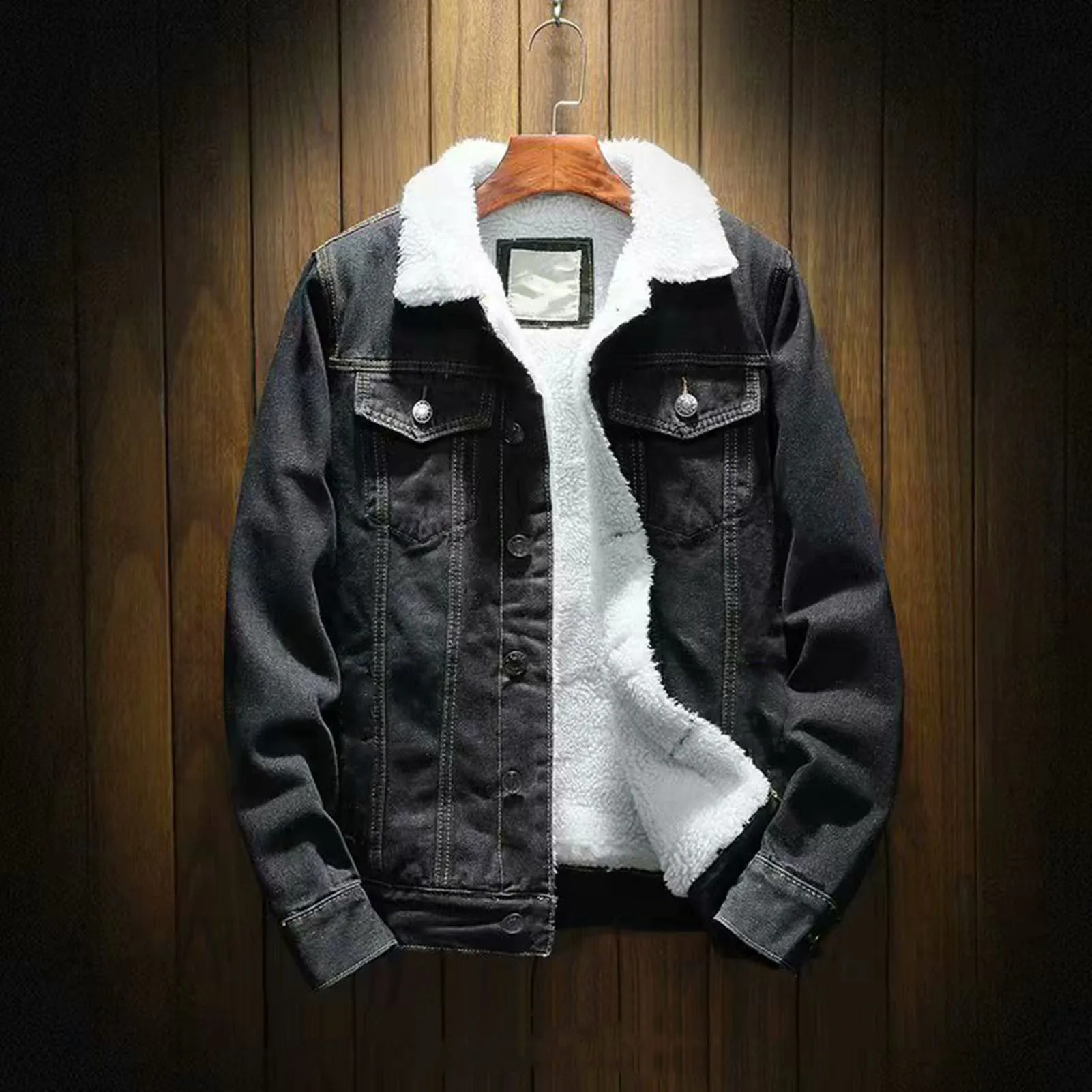 Autumn Men Liner Fleece Denim Jackets Fashion Motorcycle Vintage Jeans Jackets Hommes Slim Fit Cotton Casual Black Blue Coats