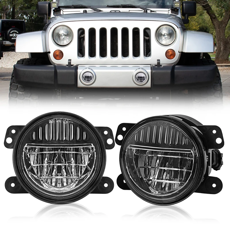 

4inch Led Fog Lights 6000K White DRL Driving Offroad Foglight for Dodge Chrysler Jeep Wrangler JK TJ LJ Hummer H1 H2