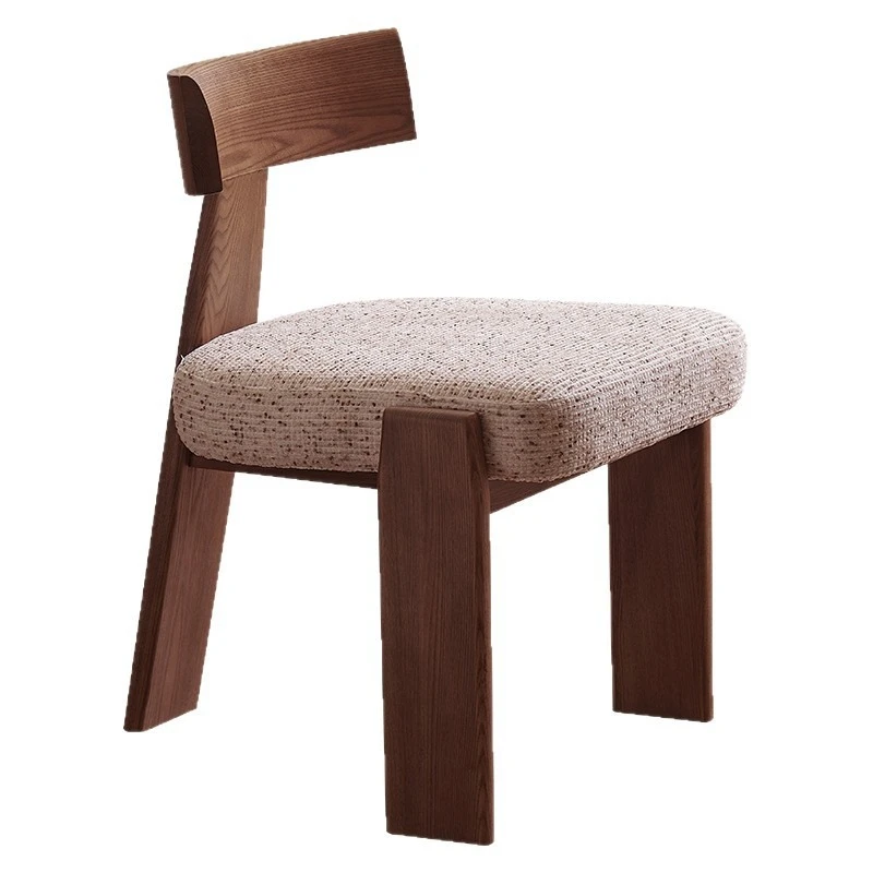 Medieval Ash Wood Nordic French Household Ash Wood Solid Wood Fabric Household Dining Chair Designer Dining Chair