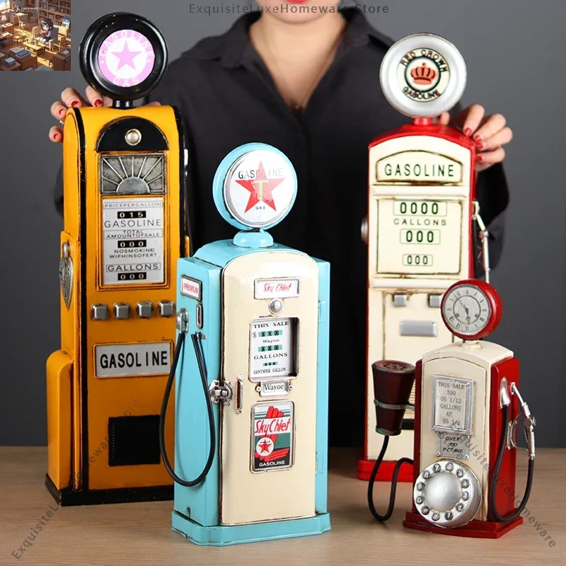 Simulation refueling machine model wrought iron retro nostalgic creative bar gas station window display