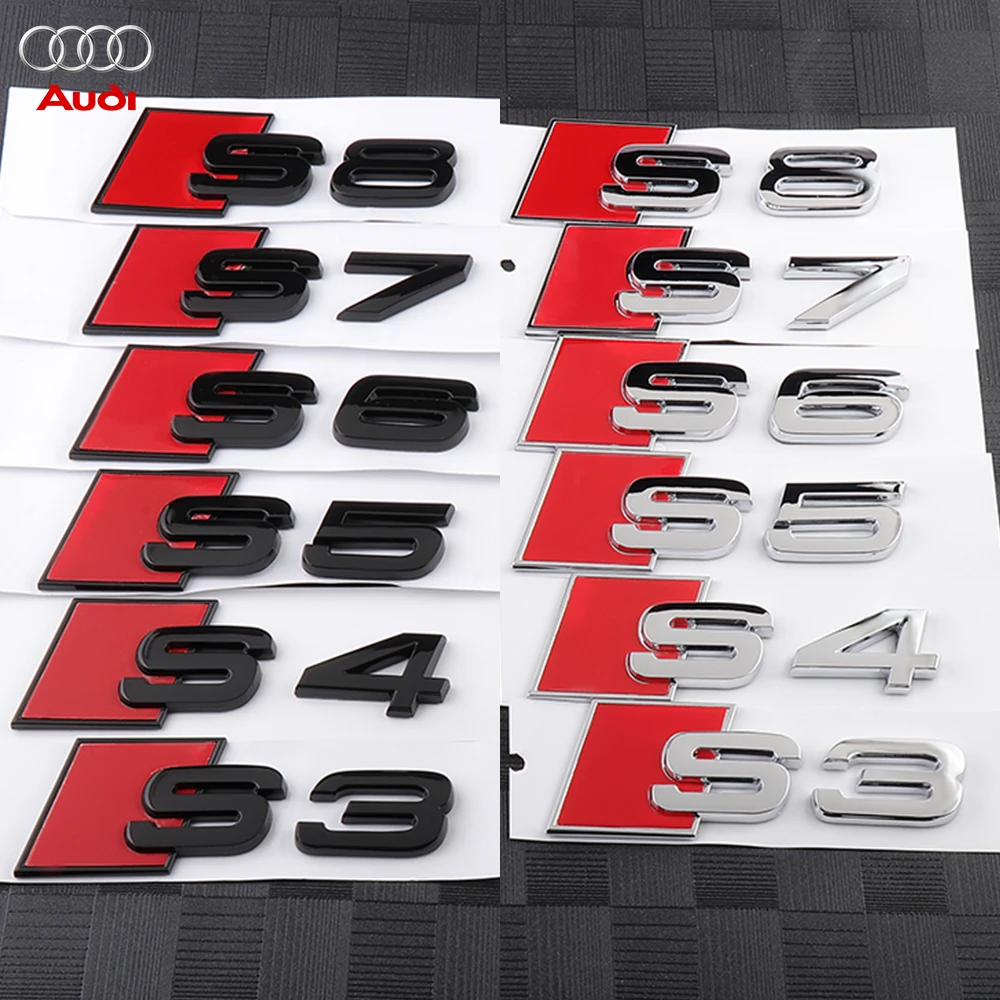 ABS S3 S4 S5 S6 S7 S8 Emblem Car Body Rear Trunk Badge Sticker Decor for Audi C7 C6 8P 8V B6 B9 8L A6 C5 B7 A3 A4 B8 Accessories