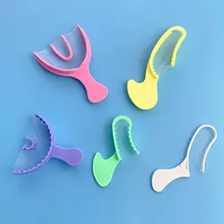 100pcs Colorful Dental Bite Impression Trays Disposable Plastic Registration Tray With Net Teeth Holder Half Arch Large Tray