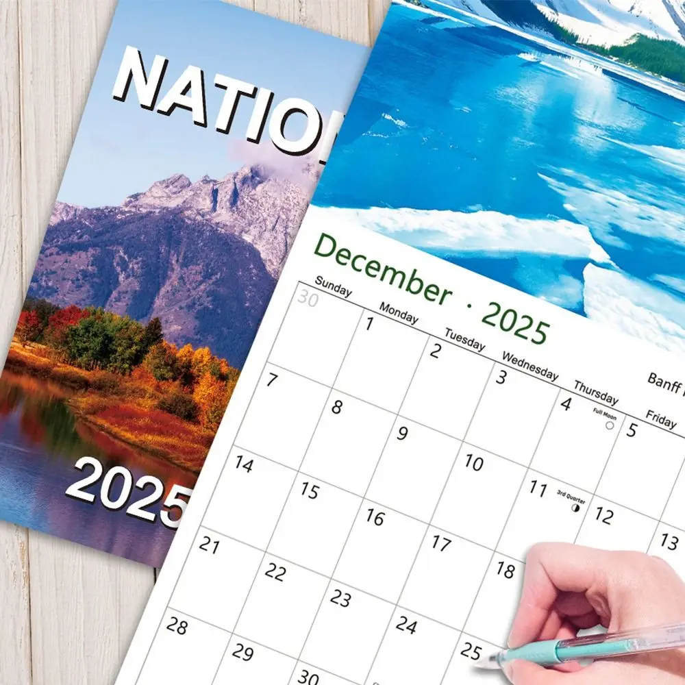 con hermosas fotos escénicas Calendario de parques nacionales de 2025, calendario de pared mensual de parques nacionales de 12 meses, papel grueso portátil