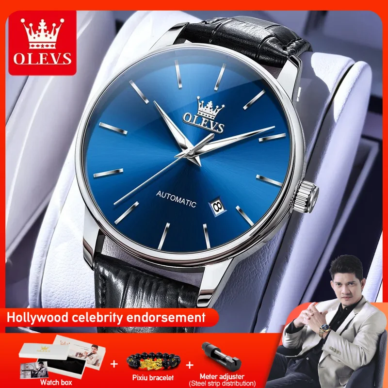 

OLEVS 6725 Mens Watch Original Luxury Automatic Mechanical Watch Movement Waterproof Luminous Watch Single Calendar Design