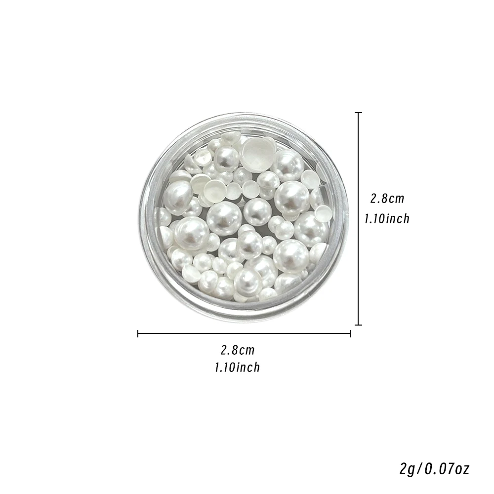 1 boîte de breloques 3D demi-rondes en perles pour ongles, multi-tailles, perles blanches à dos plat, décorations pour Nail Art, bricolage artisanat, accessoires de manucure