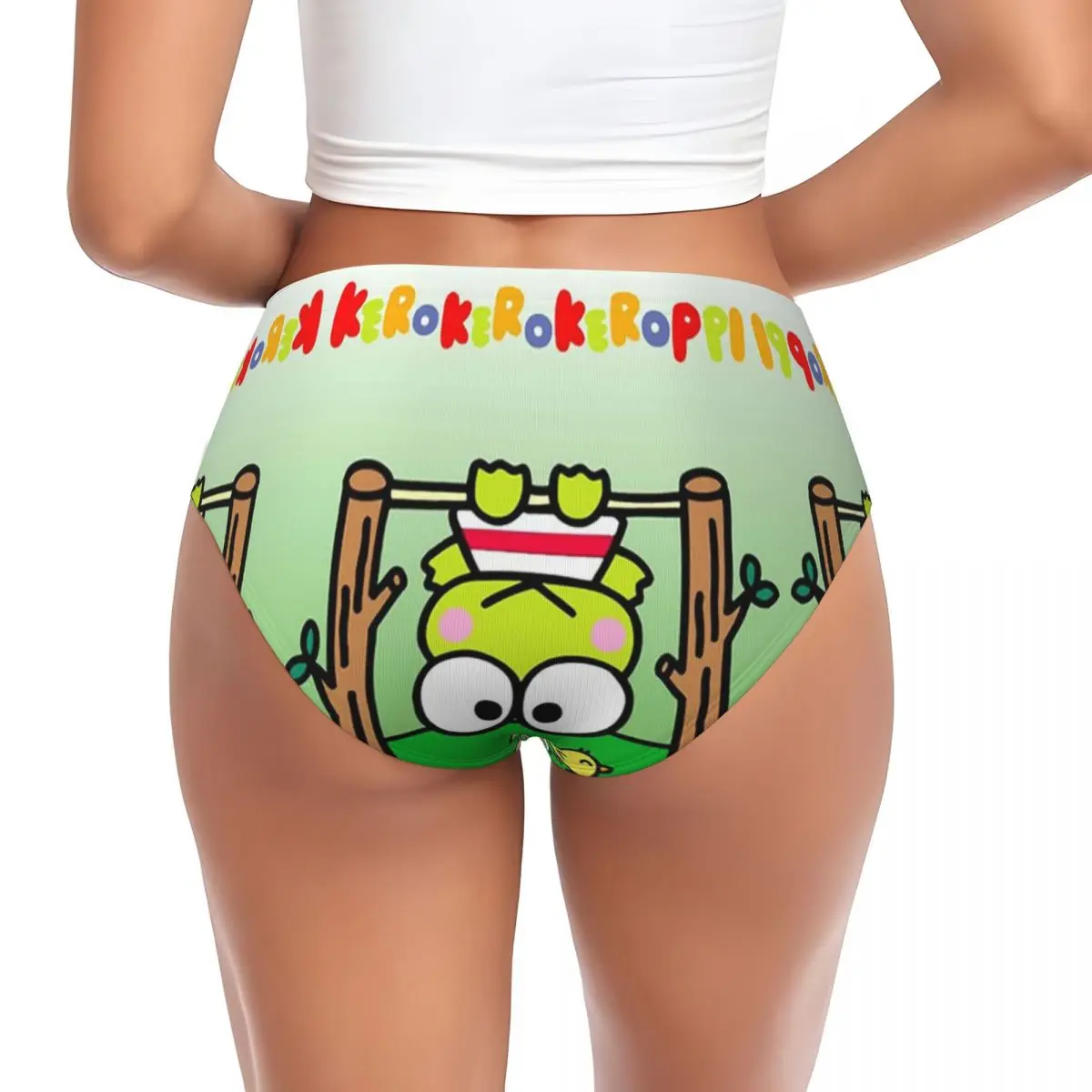 Custom Keroppi Fun Briefs Underwear Women Breathable Stretch Kawaii Cute Panties