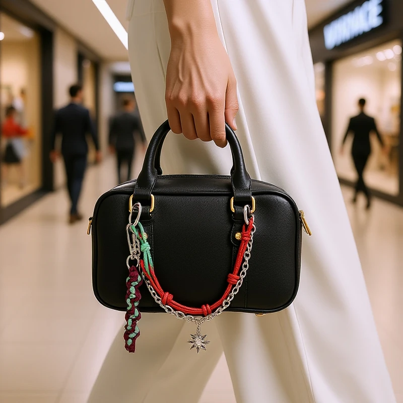 حقيبة عالية الجودة معلقة من الجلد PU مصنوعة يدويًا بحبل تجديل سلسلة حقيبة نسائية للشمس ملحقات تزيين معلقة