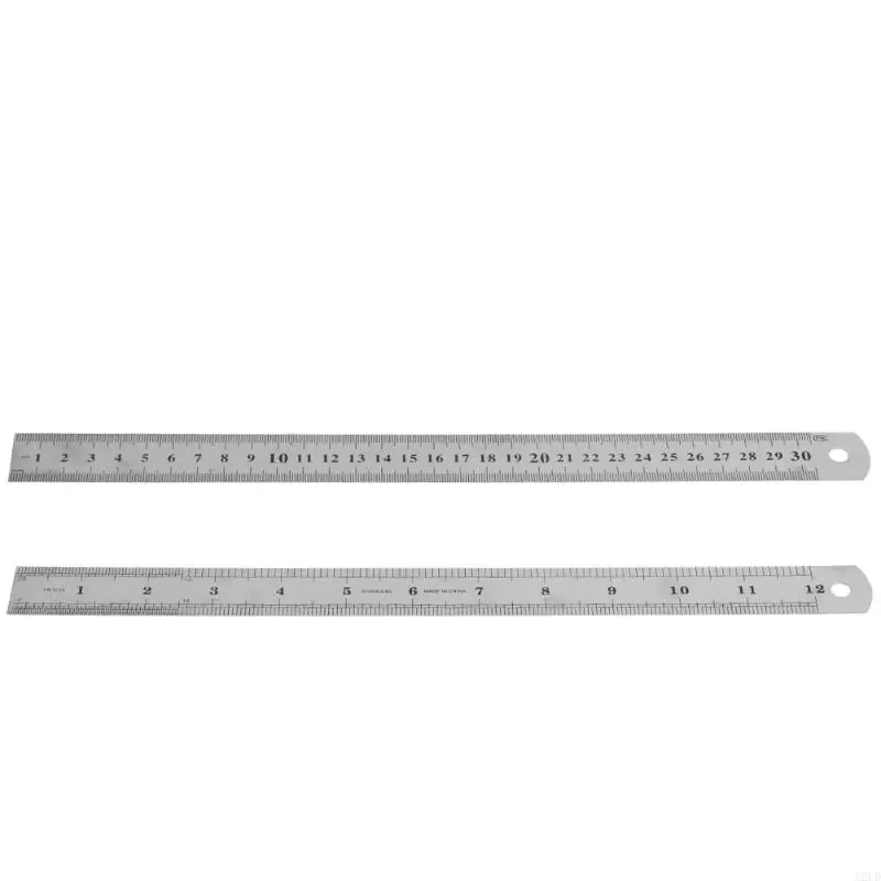 A2UD 30CM 12"Steel Stainless Pocket Pouch Metric Metal Ruler Measurement Double Sided