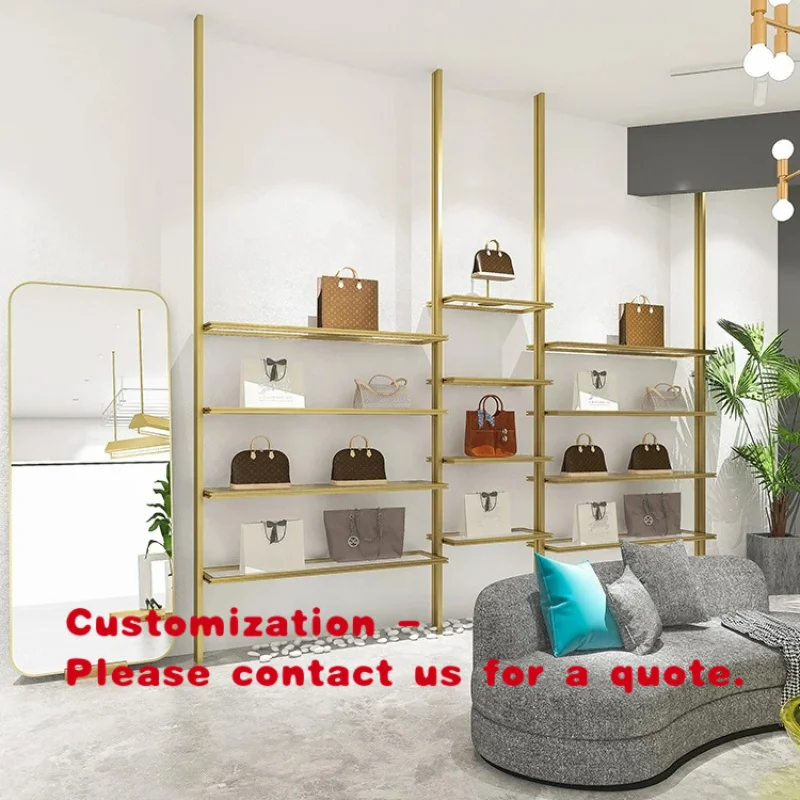 

Настенная витрина для обуви из нержавеющей стали для магазина одежды, демонстрационная стойка для сумок, подвесная полка для обуви, витрина для обуви в витрине магазина