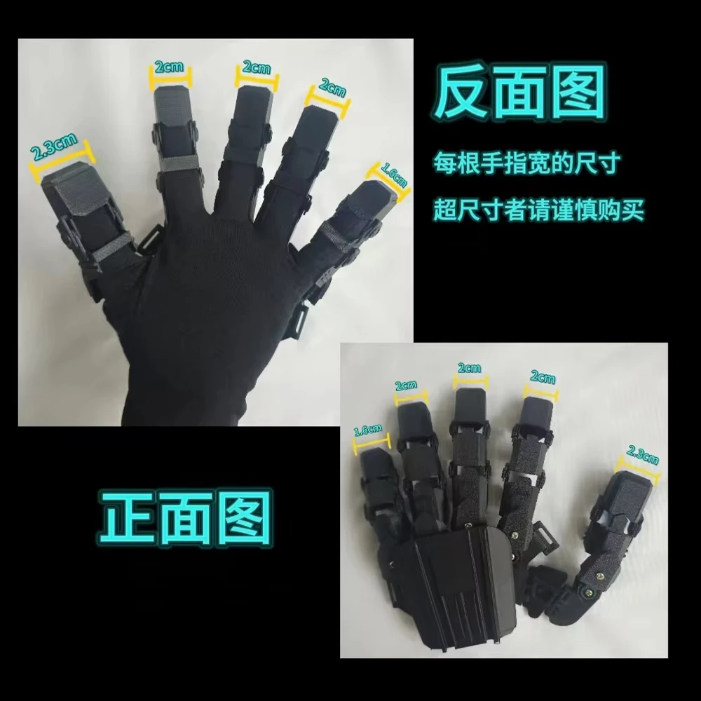 タクティカルマシングローブ-3dプリントのサイバーパンクウェアラブルメカフィンガーは可動式グローブです-ブラックグローブ付き-csハロウィンコスプレ用