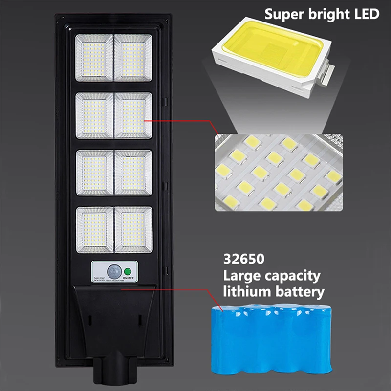 โคมไฟเซ็นเซอร์ตรวจจับการเคลื่อนไหวข้างถนนกันน้ำภายนอก lampu tenaga Surya 648 LED พลังงานสูงตู้ไฟกลางแจ้งสำหรับสวนบ้านลานกำแพง