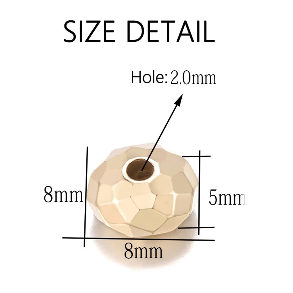 100Pcs 8mm Gold Silver Plated Faceted Bead Round Spacer Loose Beads For Jewelry Making Diy Bracelets Necklace Beadwork Craft
