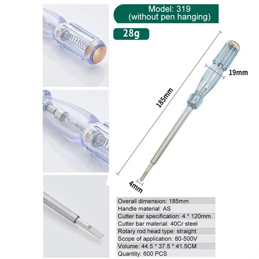 New 100-500V Test Pen Portable Flat Screwdriver Electric Tool Hand Tool LED Tester Multipurpose Non-contact Circuit Test