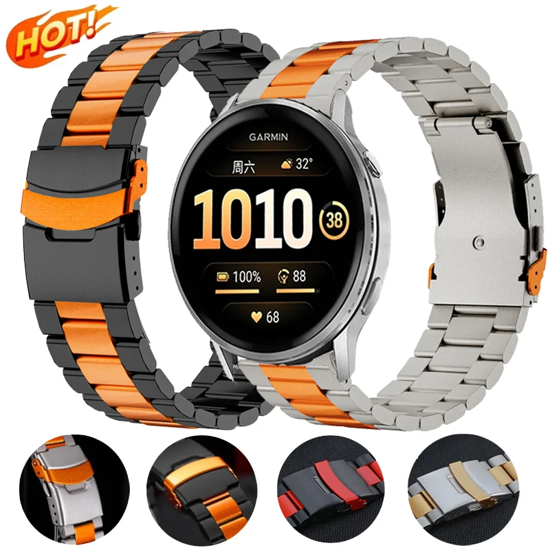 22 mm Luxus-Edelstahlband für Garmin Venu 2 3 4 45 mm/Vivoactive 4 Armband für Garmin Forerunner 255 265 970 745 965 570