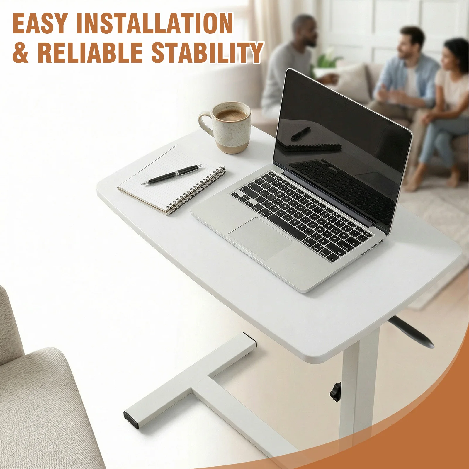 

Bed Rolling Laptop Table with Wheels Mobile Standing Desk 27.56-37.4in Adjustable Height for Living Room Bedroom Hospital Use