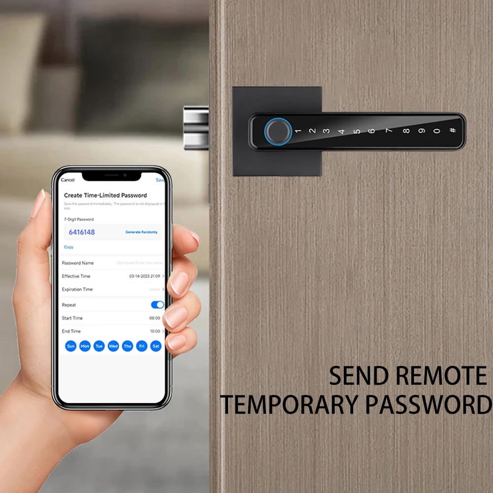 

Smart Door Lock TUYA/TTLOCK APP Control Fingerprint Password Key Unlock Type-C Emergency Charge for 3.5-6.5cm Thickness Doors