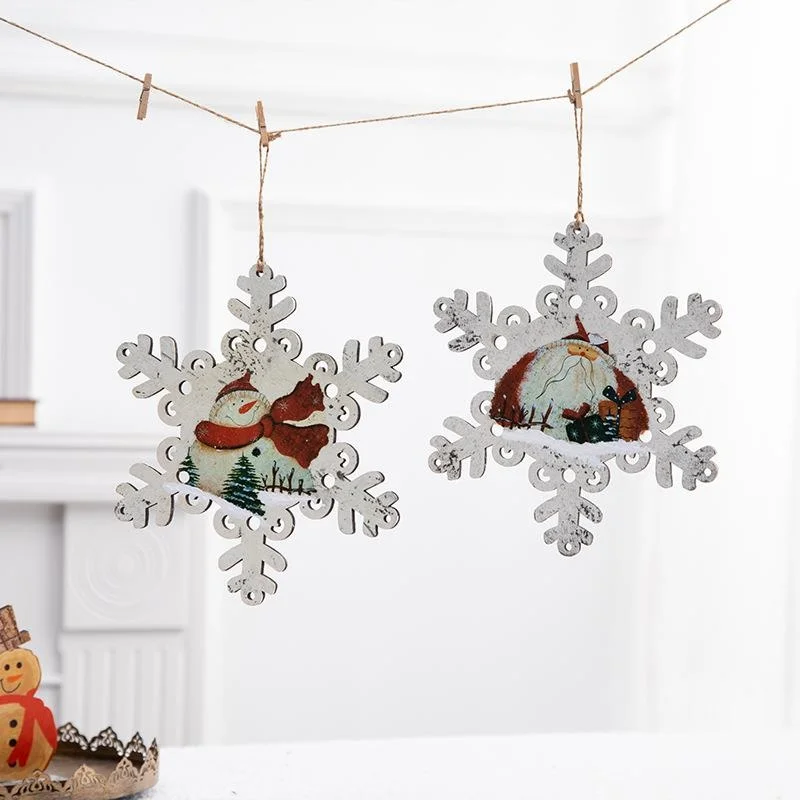 クリスマスツリーの装飾木製雪の結晶オーナメントショップ装飾用吊り下げペンダントシーンアレンジメント小さなアクセサリー