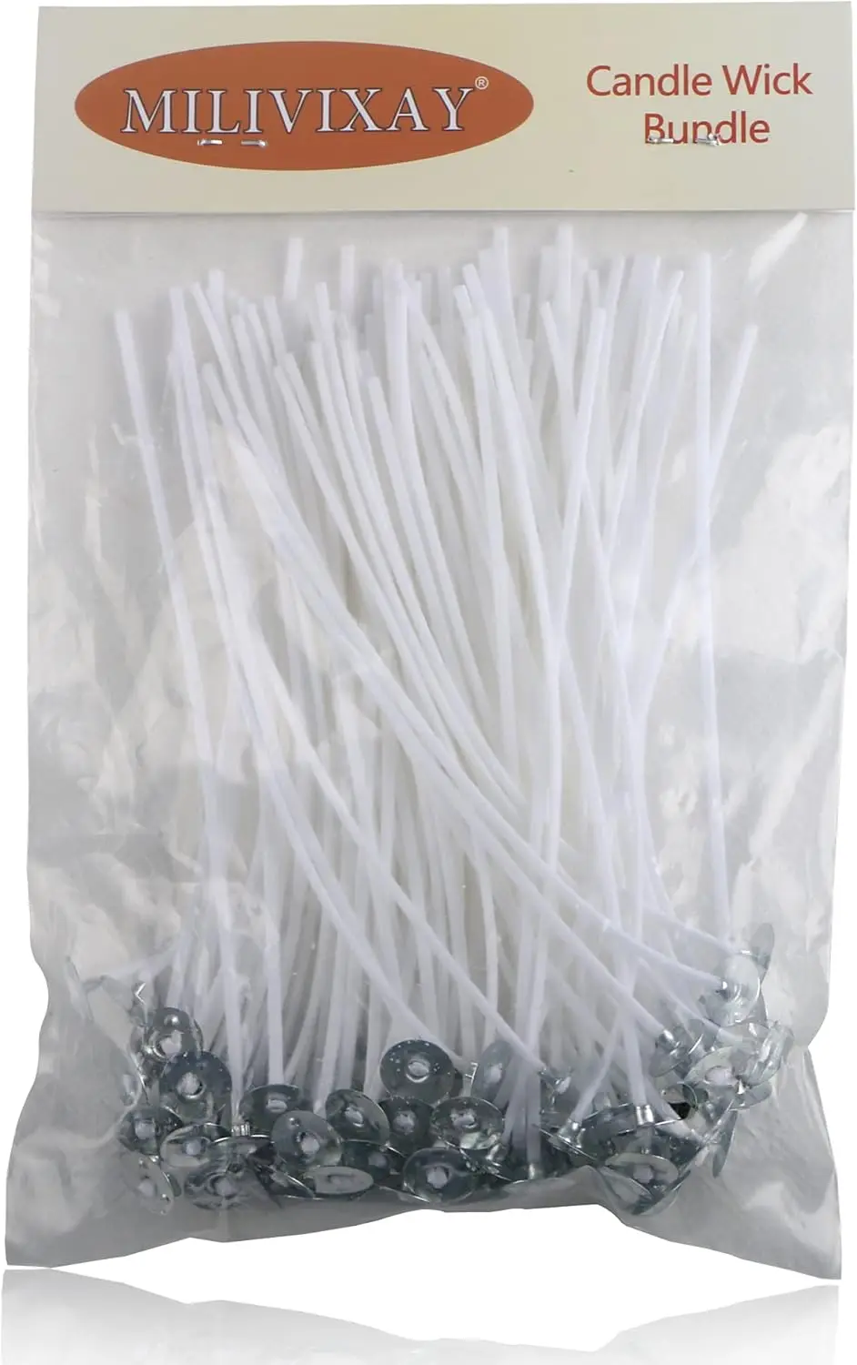 

100 Piece 6 inch Pre-Waxed Candle Wicks for Candle Making, Low Smoke, Works with Soy, Paraffin, Beeswax