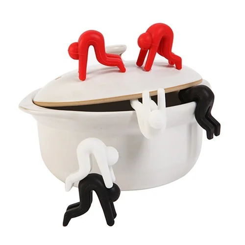 2 Chiếc Sáng Tạo Vỏ Nồi Phụ Kiện Nhà Bếp Gia Đình Chảo Chiên Nồi Chống Tràn Thiết Bị Nắp Silicon Lắp Đũa Giá Đỡ