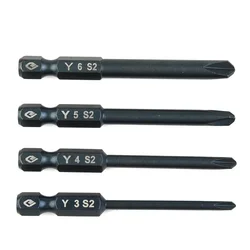 4pcs 65mm 1/4in Hex Shank Tri-wing Electric Magnetic Screwdriver Bit Set Y3 Y4 Y5 Y6 For Air Batch Hand Drill Charging Wrench