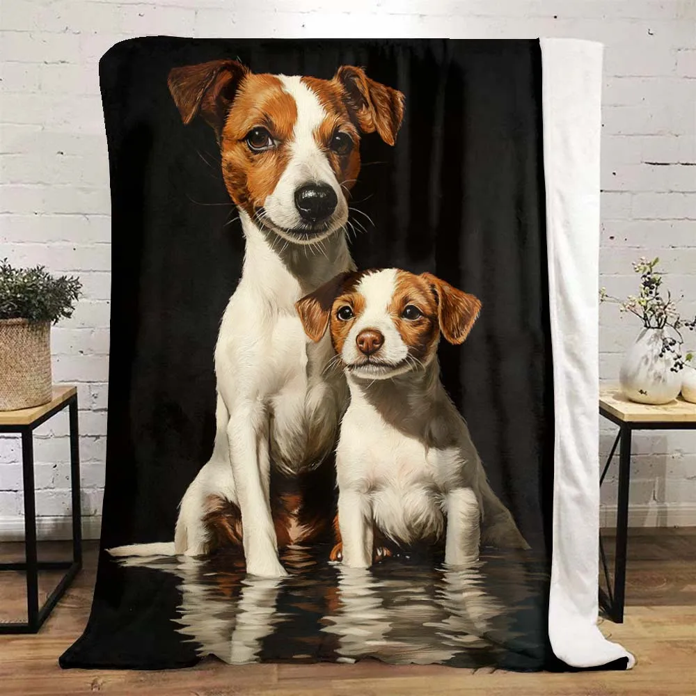 Jack Russell Terrier Cute Dog Animal Pet Art Pattern Throw Blanket for Sofa Bed Living Room Home Decor