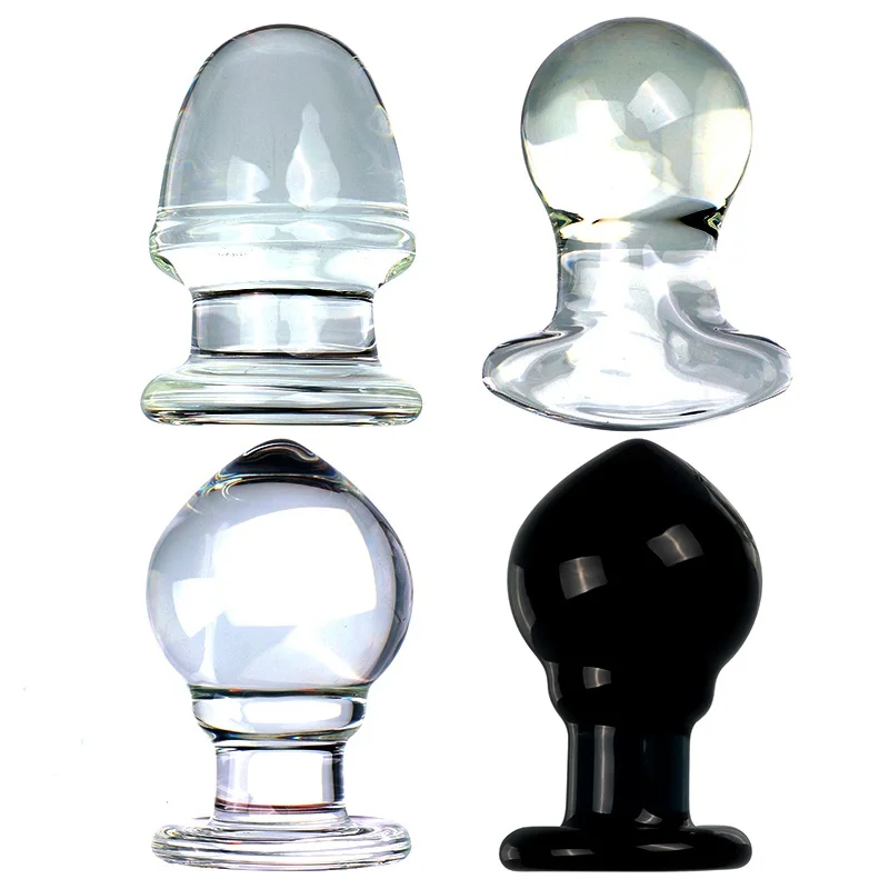 VaHppy Anal Plugs Glass Transparent/Black Large Diameter 6cm Anal Sex Toys Masturbator Lesbian Gay SM BDSM Adult Products